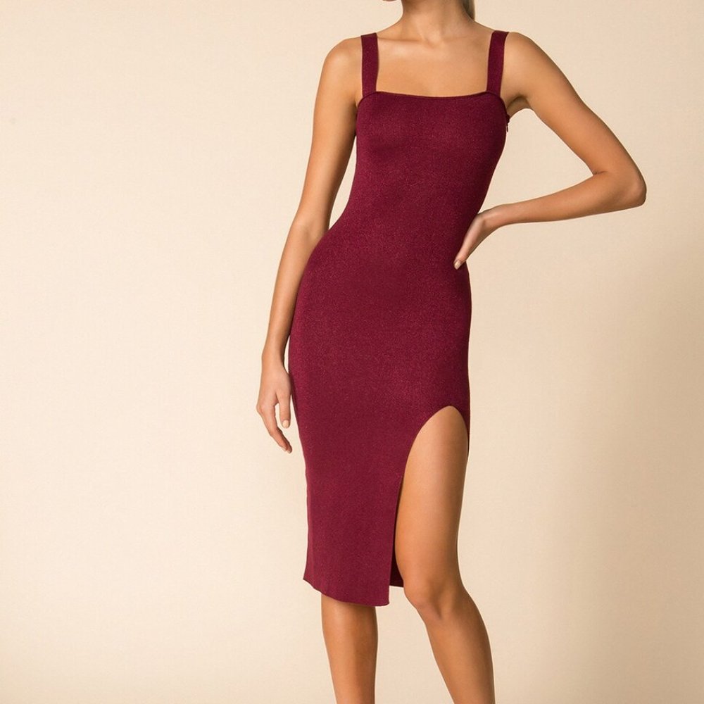 Superdown maroon stretch knit dress SZ M